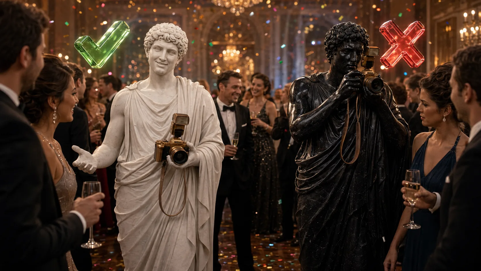 Event photographer using calm body language to help guests feel safe
