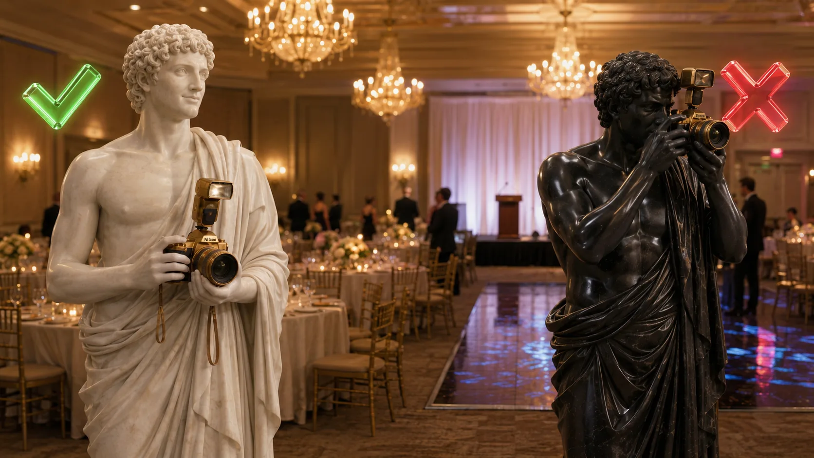 Event photographer watching the room beyond the scheduled formality